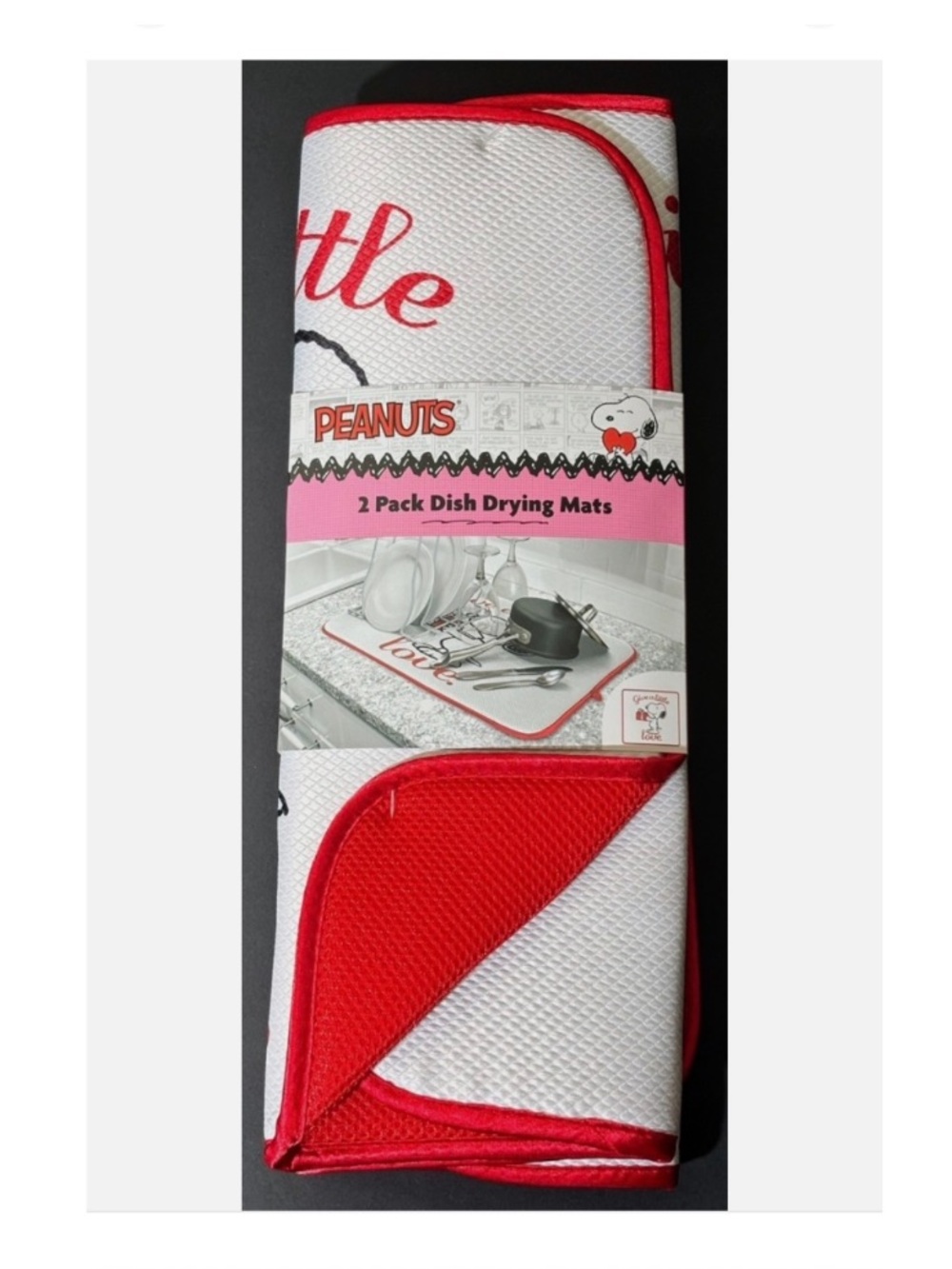 Peanuts nwt Snoopy Red and White Dish Drying Mats - 2 Pack